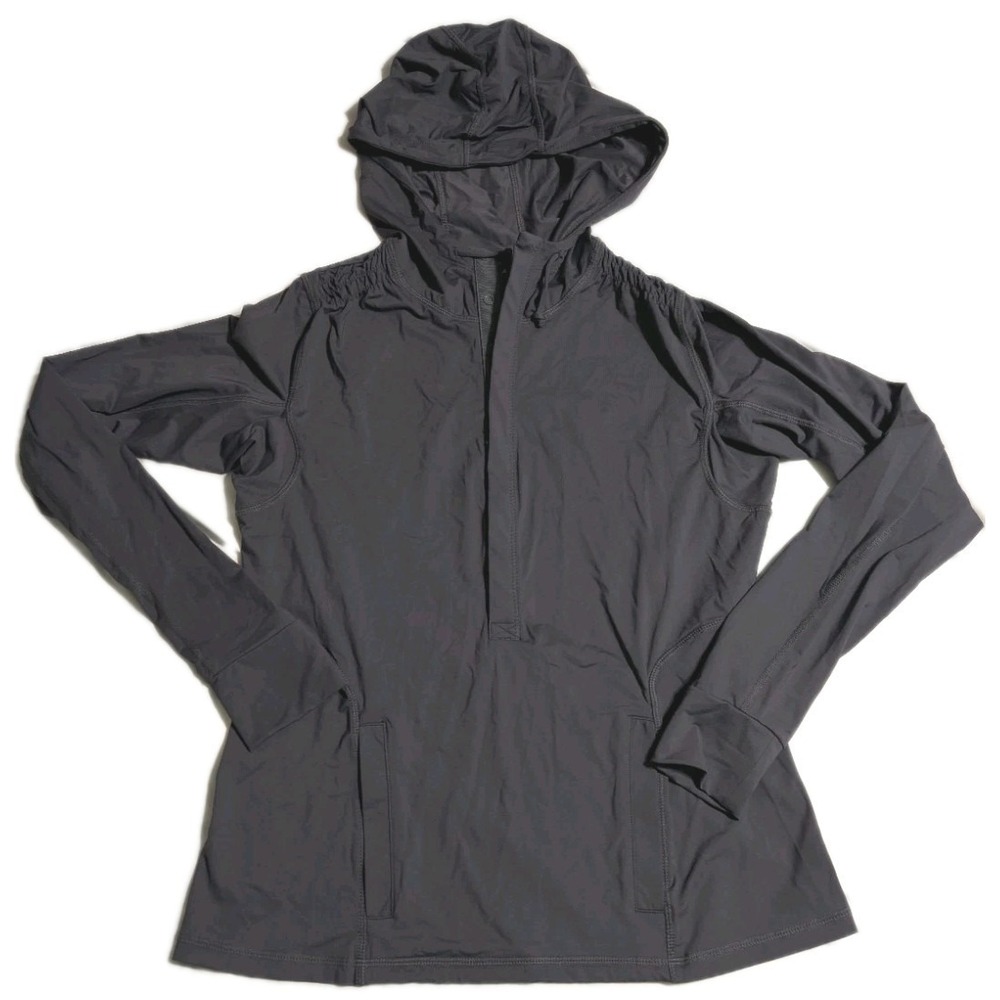 Athleta Hooded Half Zip Activewear Jacket Pullover‎ Women's Medium Charcoal Gray